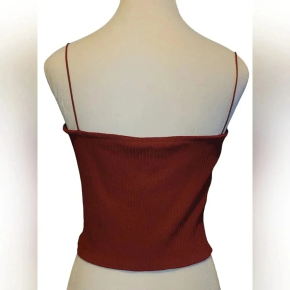 NWT Bar III Essentials Maroon Bungee Strap Crop Top Size XXL - Picture 2 of 6